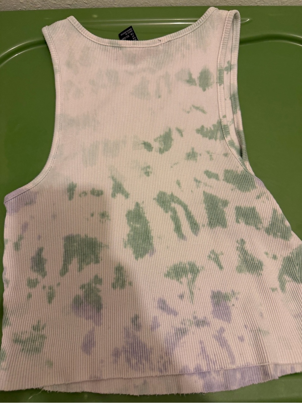 Forever 21 White Ribbed Tank with Green and Lavender Tie-Dye - Picture 2 of 3
